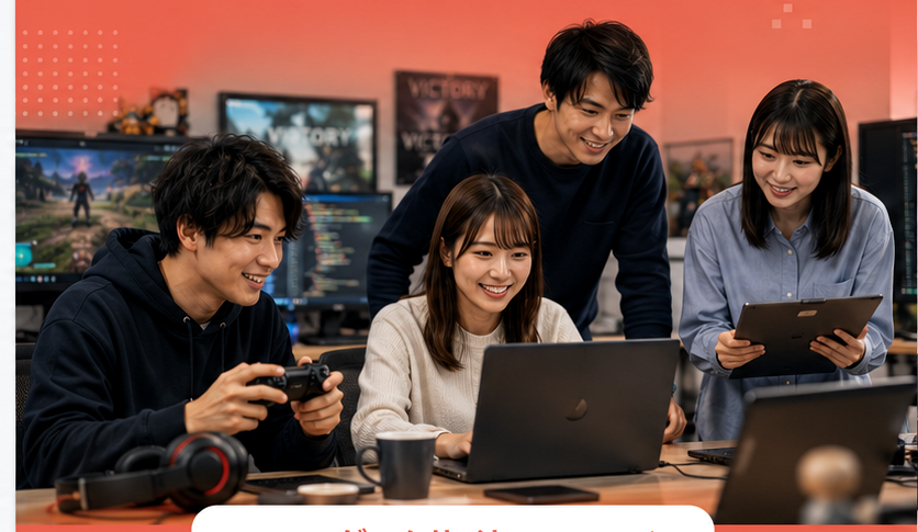 ゲーム制作に取り組む若いメンバーのイメージ